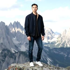 1950's STRATOJAC Men's Wool Bomber Style Coat Navy/Camel 40/M Blokecore Skater